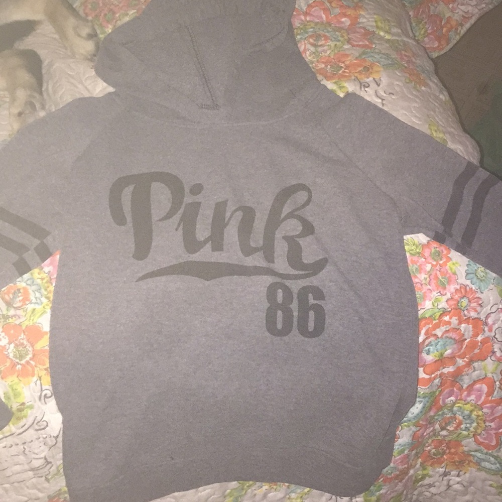 Gray PINK 86 hoodie sweatshirt
